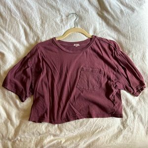 Garage crop top tee loose boyfriend style material womens size medium maroon